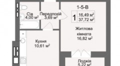 Однокомнатная квартира 37.72 м2, сек 5-6