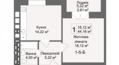 Однокомнатная квартира 37.72 м2, сек5