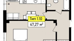 Однокомнатная квартира 47.27 м2, сек 2